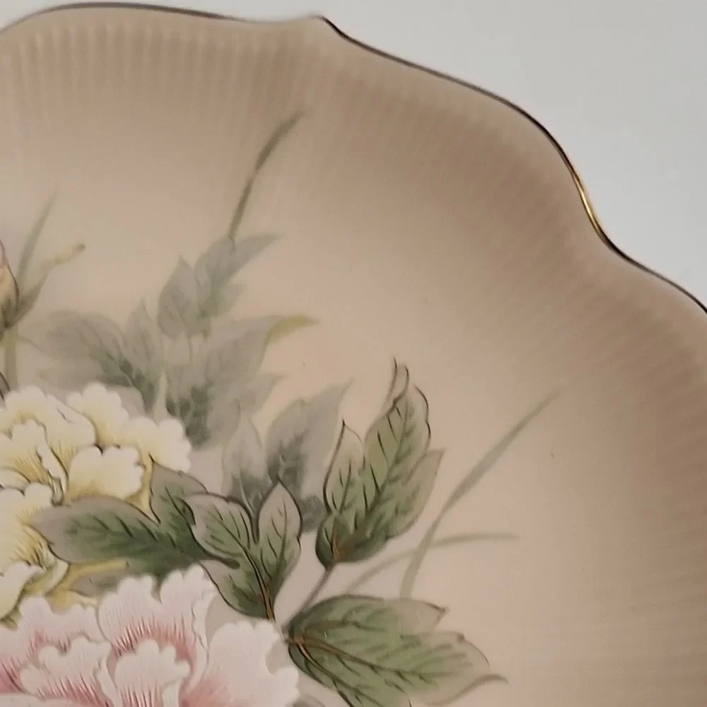 Floral Decorative Plate with Pink and Green Accents